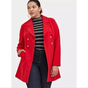 TORRID Twill A-Line Trench Coat In Bright Red